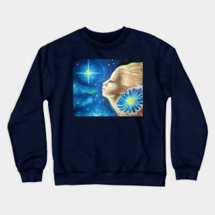 The memory of the girl withba blue flower Crewneck Sweatshirt